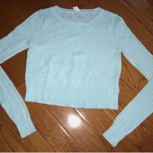 Ivivva Girls Country Clubbin' Pullover Sweater Sz 12 Cotton Knit Aquamarine